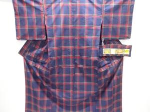 未使用品　格子織り出し本場大島紬着物アンサンブル